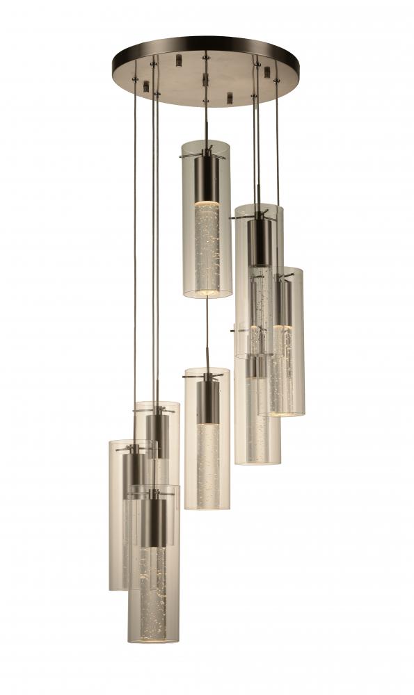 Sprite 36-Watt Matte Nickel Finish Integrated LEd Crystal and Glass Tube Pendant Light 3000K 16 in.