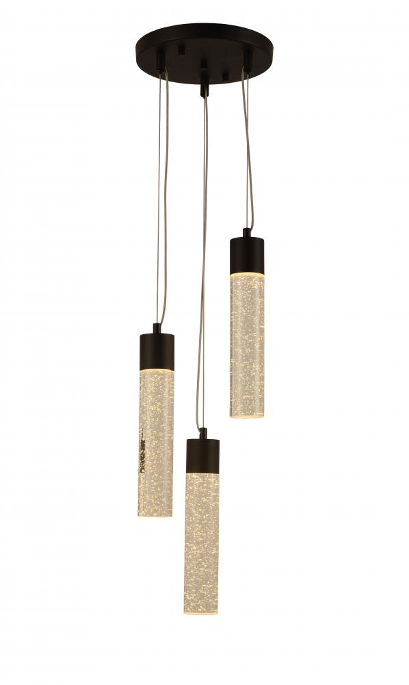 Sprite 18-Watt Graphite Black Finish Integrated LEd Crystal and Glass Multi Light Pendant 3000K 10 i