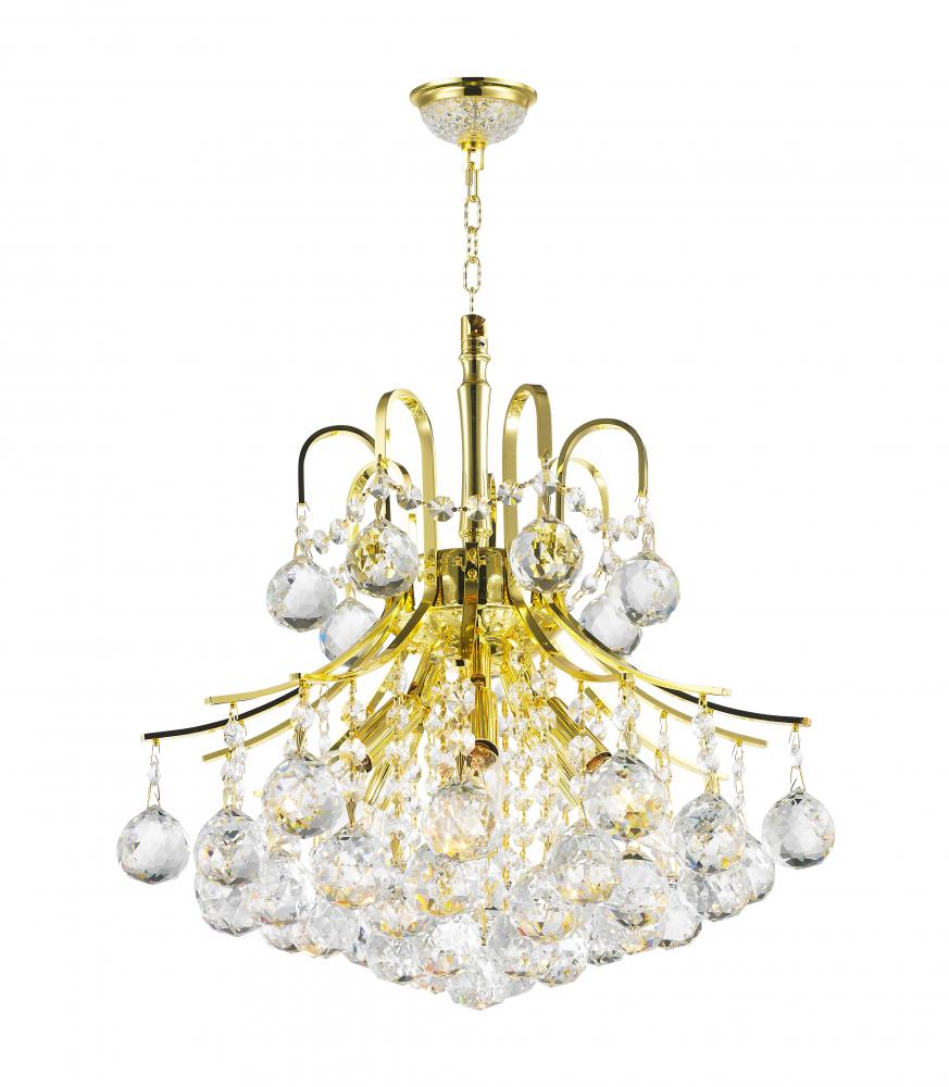 Empire 6-Light Gold Finish and Clear Crystal Chandelier 16 in. Dia x 15 in. H Round Mini