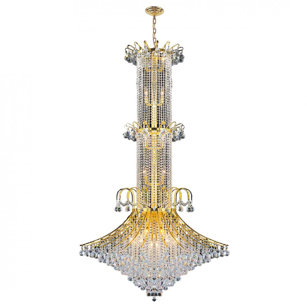 Empire 20 Light Gold Finish and Clear Crystal Chandelier 44 in. Dia x 72 in. H Extra Large