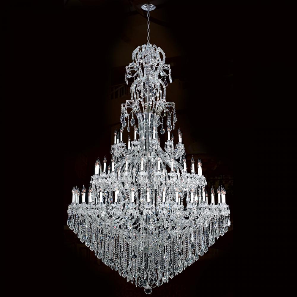 Maria Theresa 72-Light Chrome Finish and Clear Crystal Chandelier 78 in. Dia x 126 in. H Three 3 Tie
