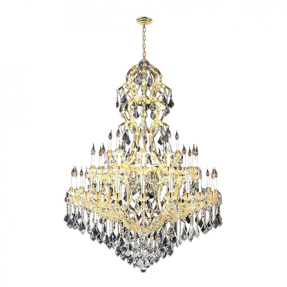 Maria Theresa 48-Light Gold Finish and Clear Crystal Chandelier 52 in. Dia x 86 in. H Three 3 Tier R