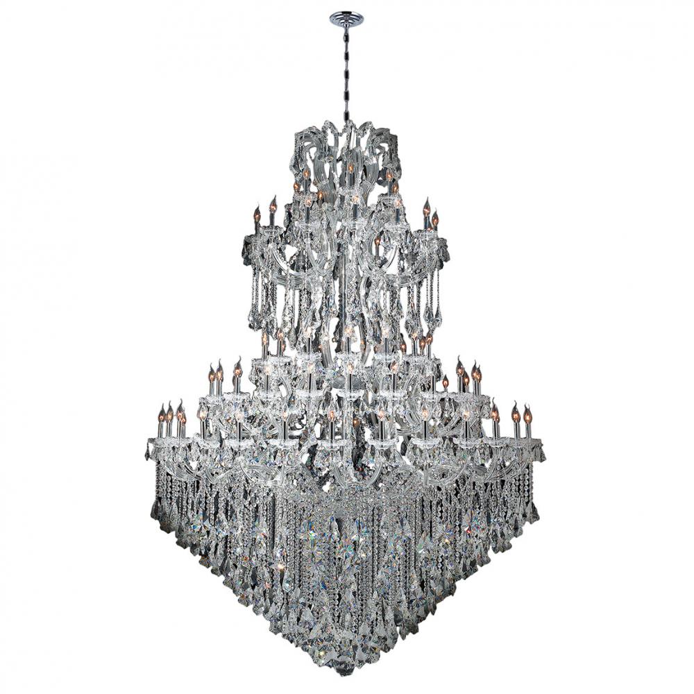 Maria Theresa 84-Light Chrome Finish and Clear Crystal Chandelier 72 in. Dia x 96 in. H Five 5 Tier