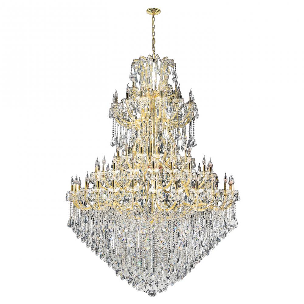 Maria Theresa 84-Light Gold Finish and Clear Crystal Chandelier 72 in. Dia x 96 in. H Five 5 Tier