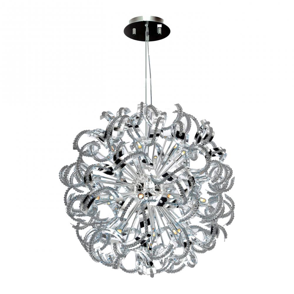 Medusa 25-Light Chrome Finish with Clear Crystal Chandelier 28 in. Dia x 28 in. H Large