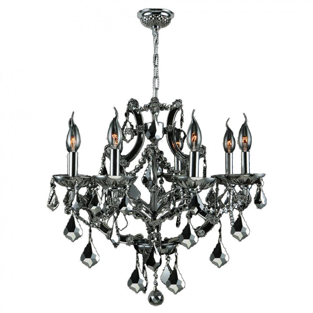 Lyre Collection 8 Light Chrome Finish and Chrome Crystal Chandelier 26" D x 22" H Large