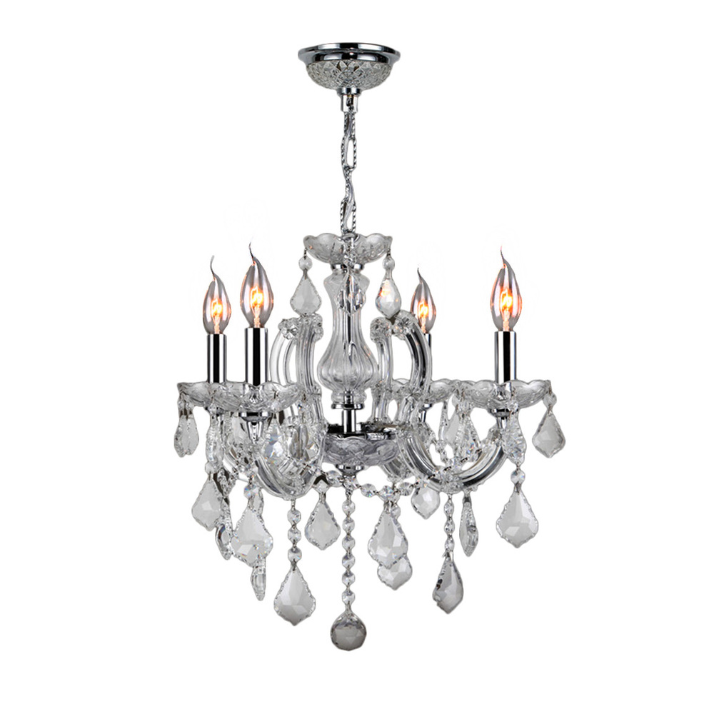 Catherine 4-Light Chrome Finish and Clear Crystal  Chandelier 18 in. Dia x 18 in. H Medium
