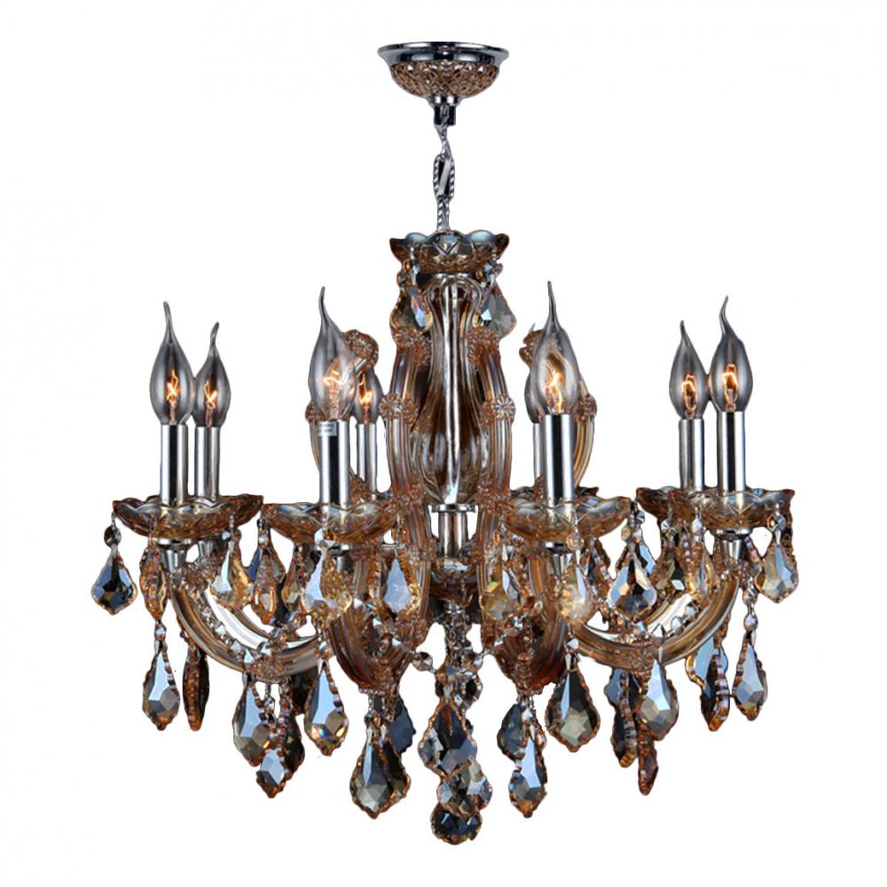 Catherine Collection 6 Light Chrome Finish and Amber Crystal Chandelier 20" D x 20" H Medium
