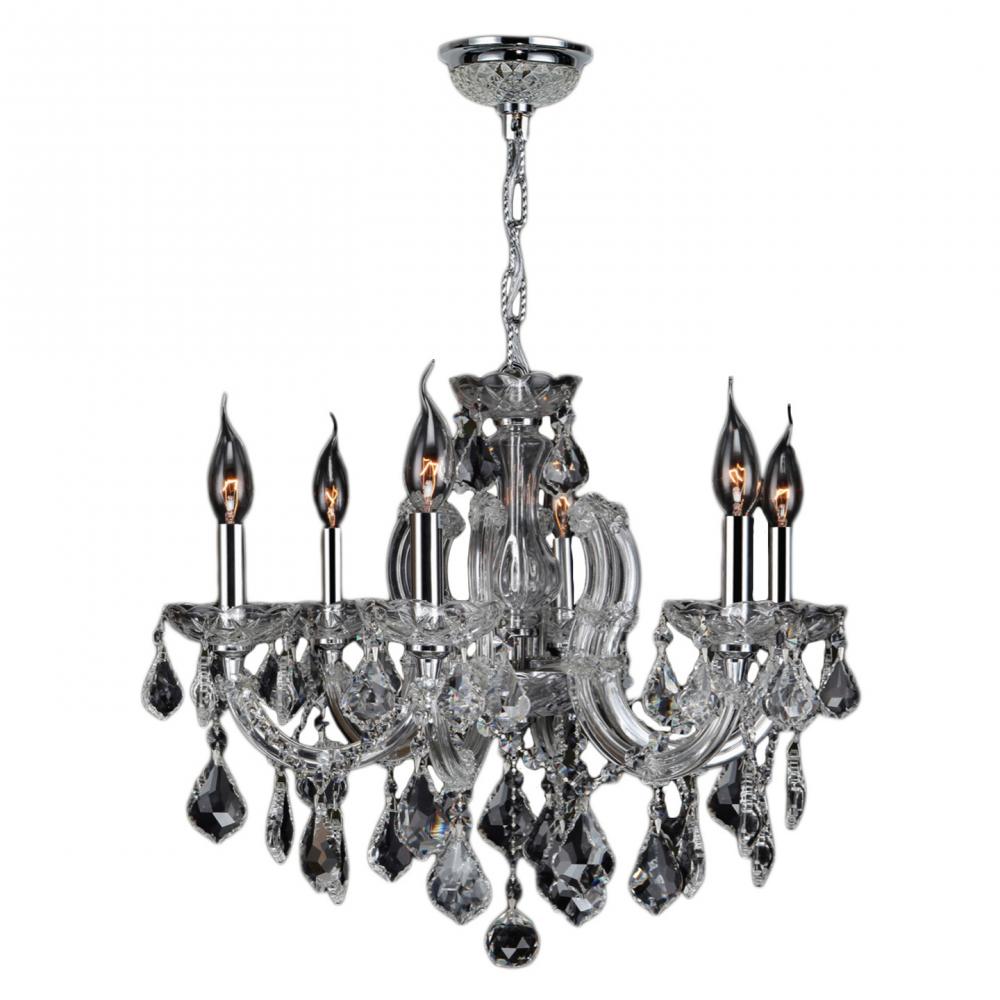 Catherine 6-Light Chrome Finish and Clear Crystal Chandelier 20 in. Dia x 20 in. H Medium