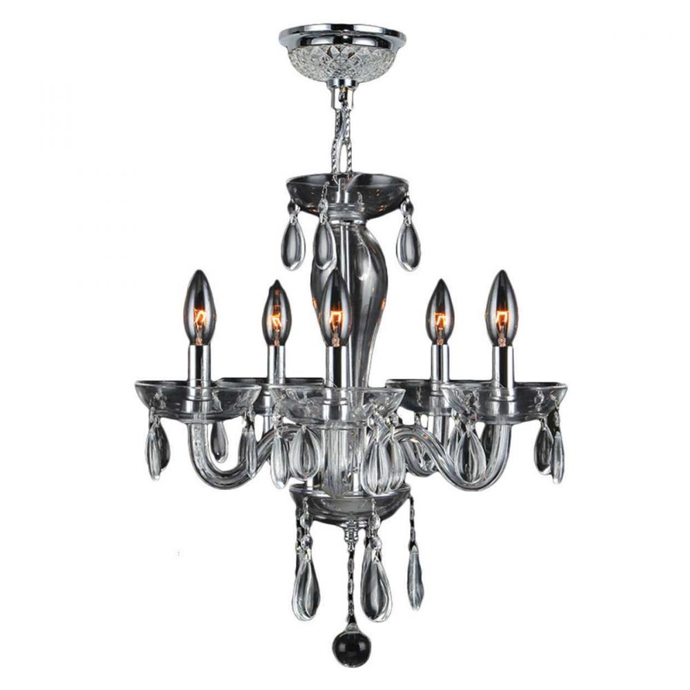 Gatsby 5-Light Chrome Finish and Clear Blown Glass Chandelier 16 in. Dia x 18 in. H Mini