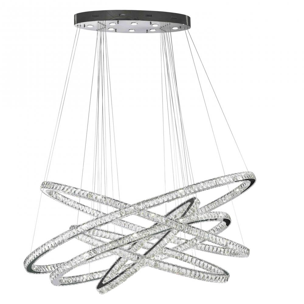 Galaxy 102 Integrated LEd Light Chrome Finish and Clear Crystal Constellation Ring dimmable Chandeli
