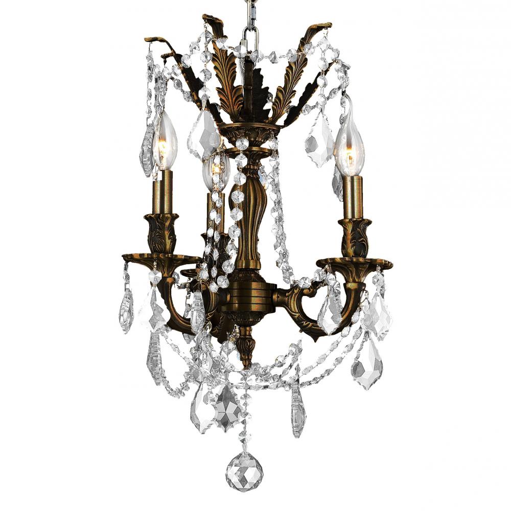 Windsor 3-Light dark Bronze Finish and Clear Crystal Mini Chandelier 13 in. Dia x 18 in. H
