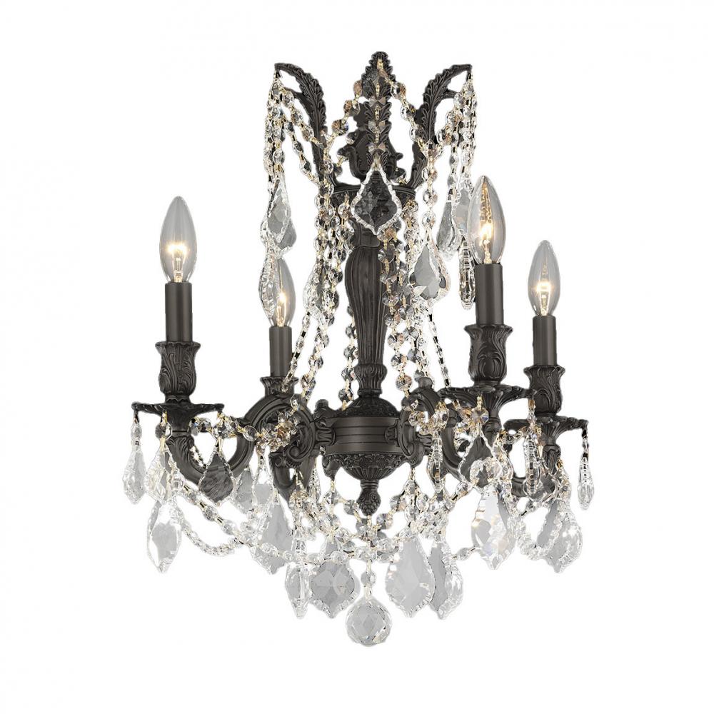 Windsor 4-Light dark Bronze Finish and Clear Crystal Chandelier 17 in. Dia x 21 in. H Medium