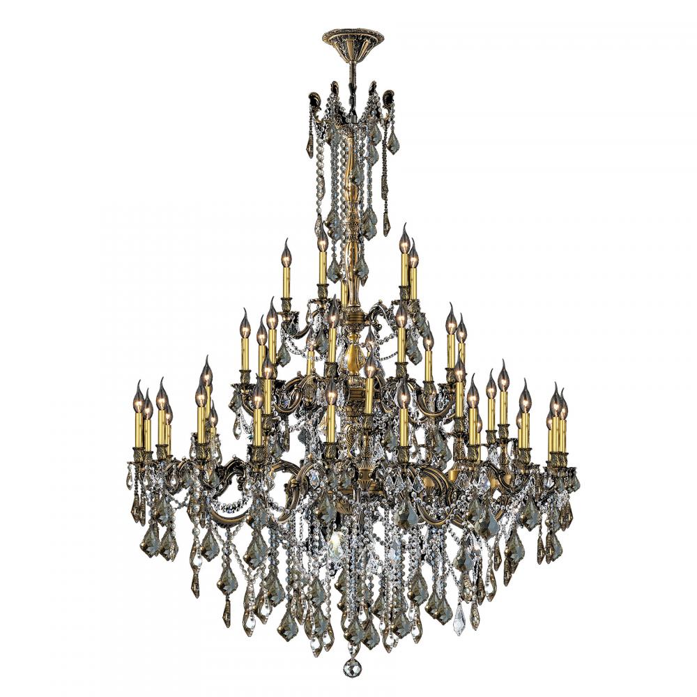 Windsor 45-Light Antique Bronze Finish and Golden Teak Crystal Chandelier 54 in. Dia x 66 in. H Four