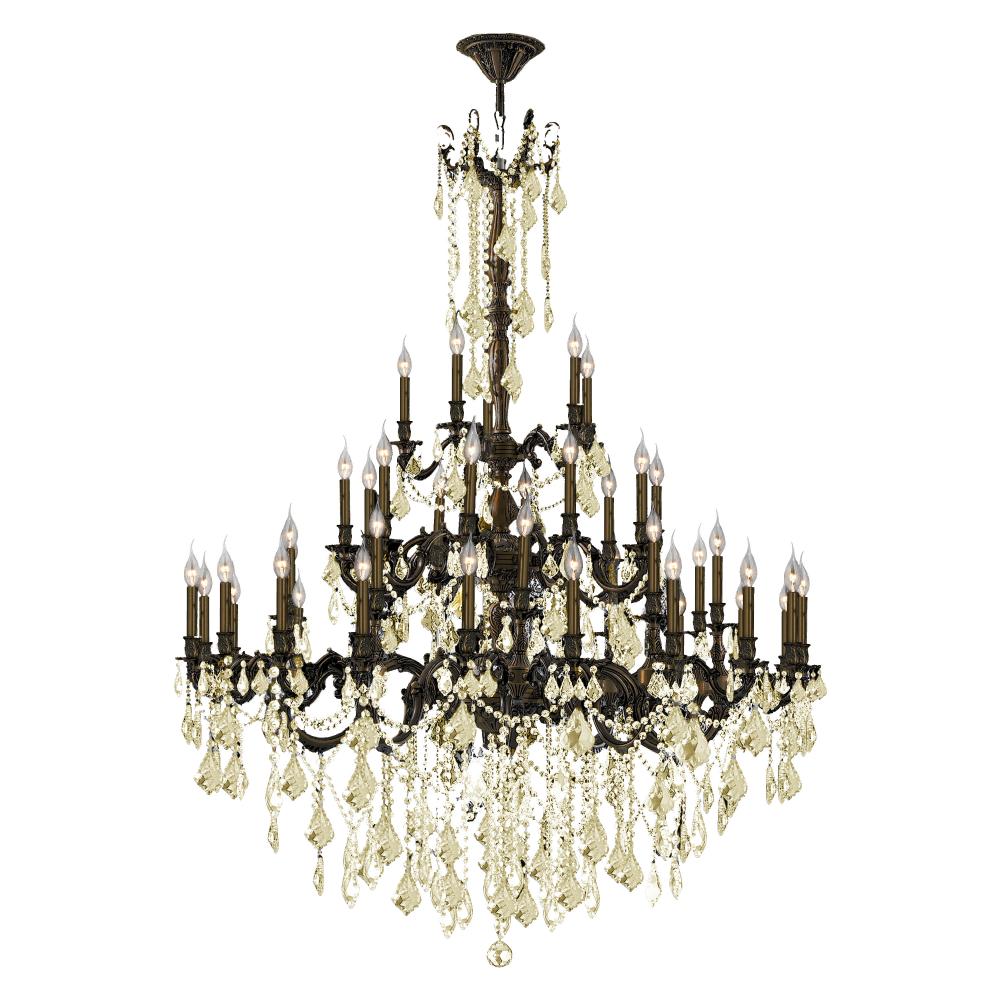 Windsor 45-Light dark Bronze Finish and Golden Teak Crystal Chandelier 54 in. Dia x 66 in. H Four 4 