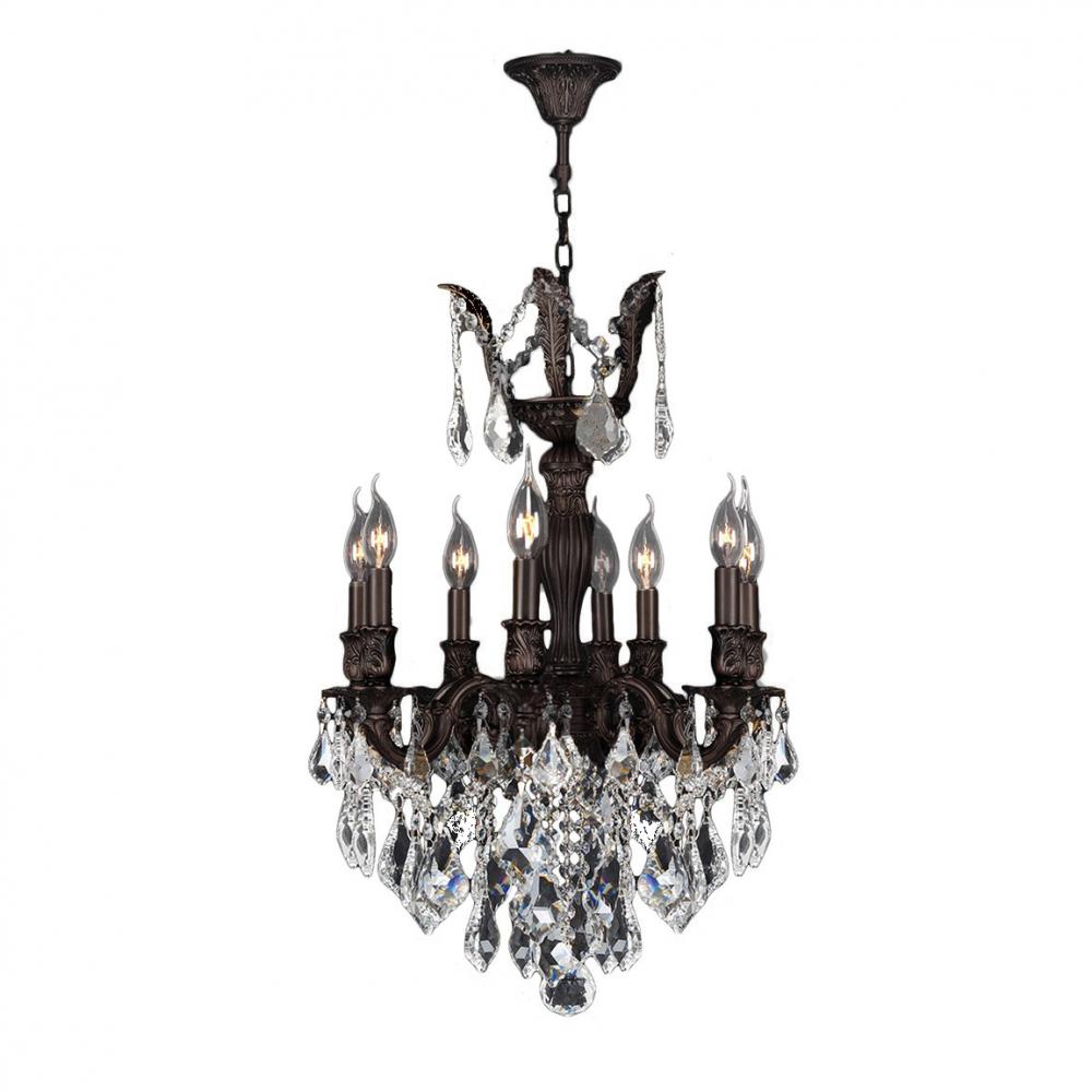 Versailles 8-Light dark Bronze Finish and Clear Crystal Chandelier 19 in. Dia x 25 in. H Medium