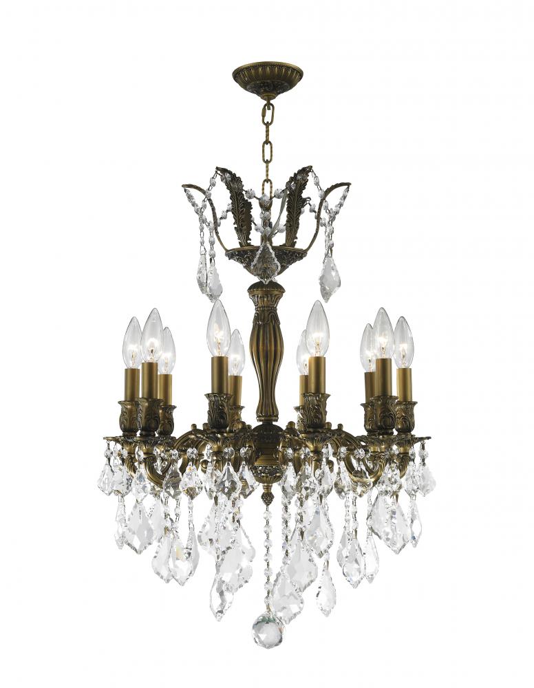 Versailles 10-Light Antique Bronze Finish and Clear Crystal Chandelier 19 in. Dia x 25 in. H Medium