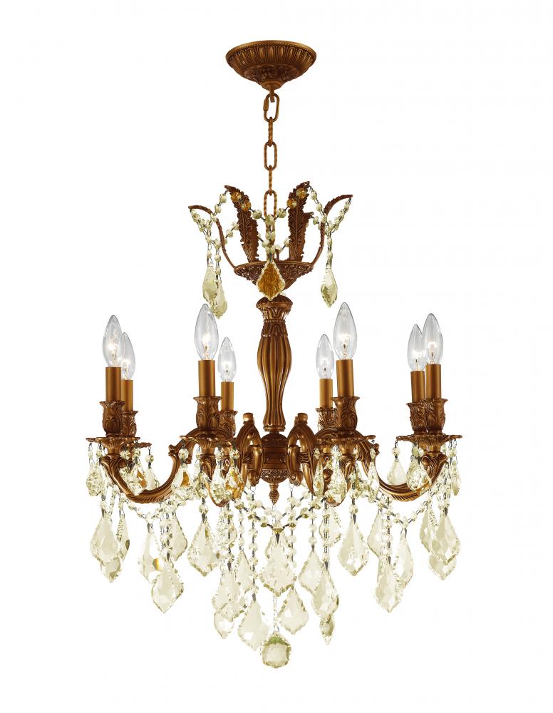 Versailles Collection 8 Light French Gold Finish and Golden Teak Crystal Chandelier 22" D x 26&#