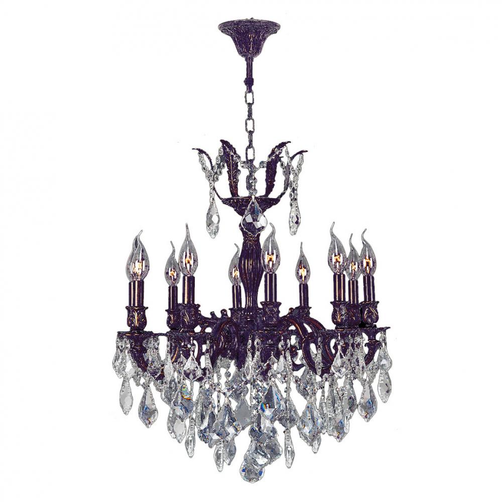 Versailles 10-Light dark Bronze Finish and Clear Crystal Chandelier 22 in. Dia x 26 in. H Medium