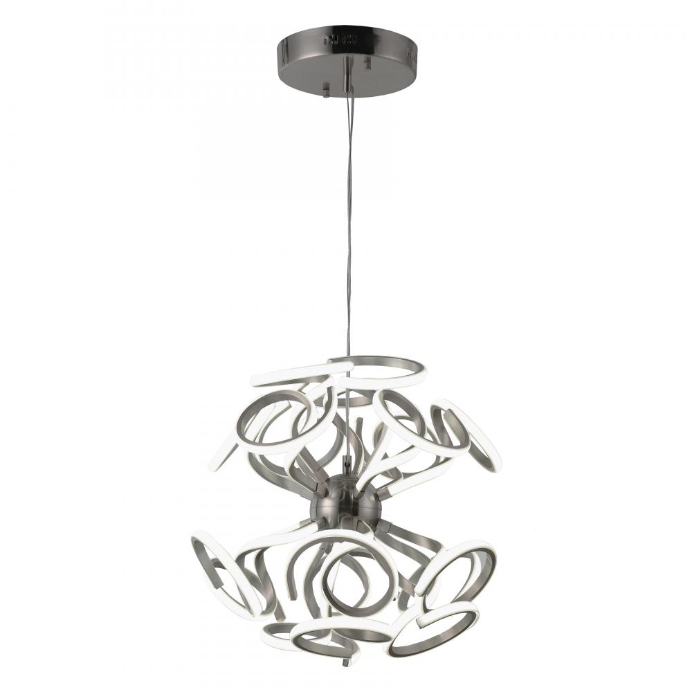 Asimov 180-Watt Matte Nickel Finish Integrated LEd Chandelier Light 6000K 24 in. Dia x 96 in. H Larg