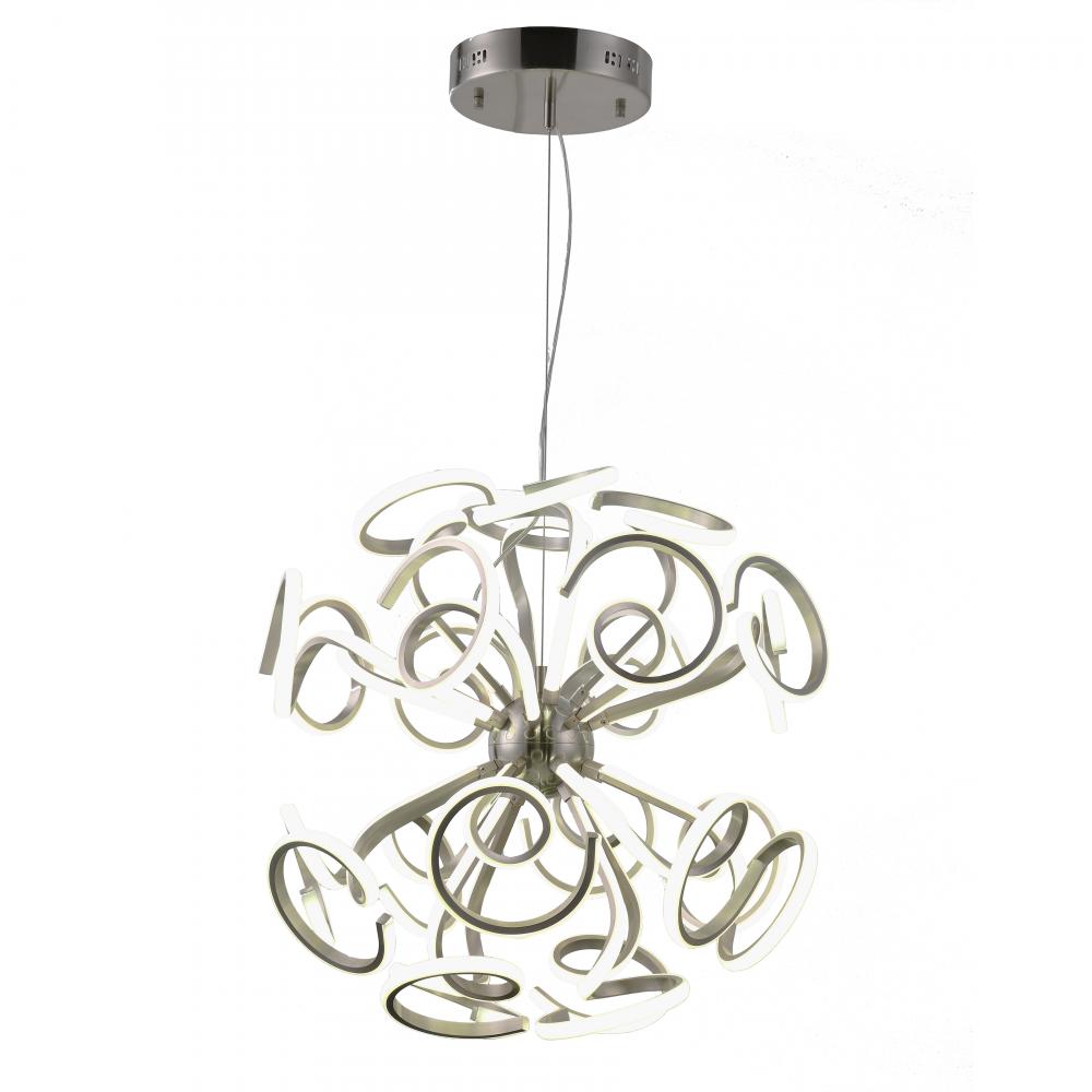 Asimov 259-Watt Matte Nickel Finish Integrated LEd Chandelier Light 6000K 30 in. Dia x 96 in. H Larg