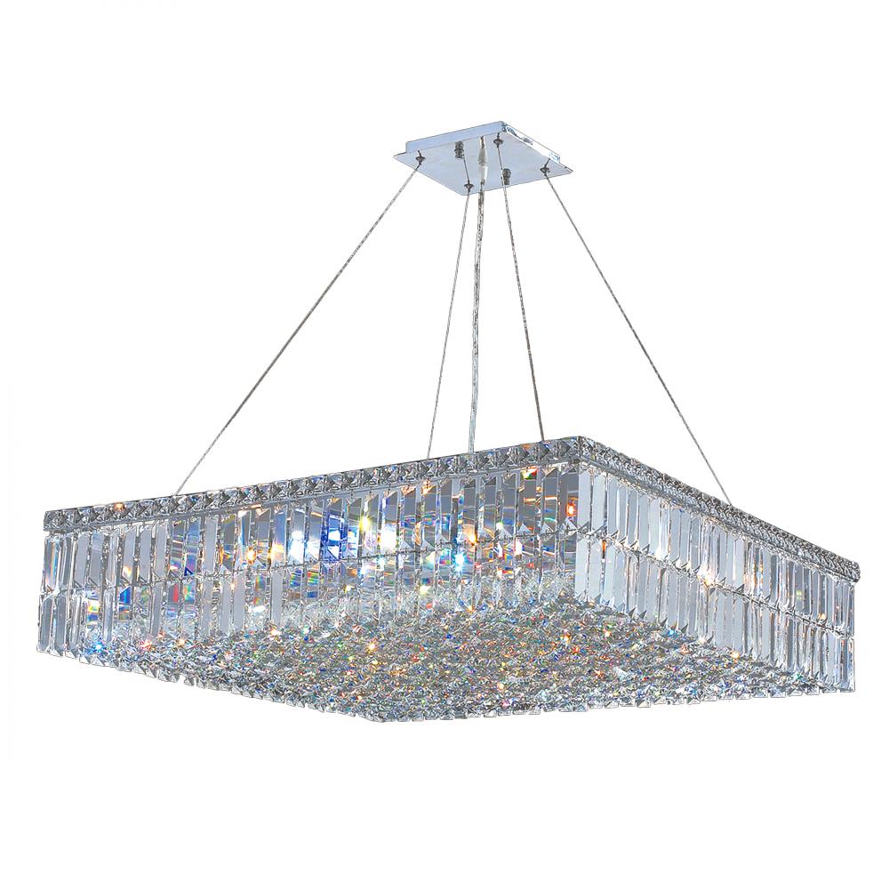 Cascade 12-Light Chrome Finish and Clear Crystal Square Chandelier 32 in. L x 32 in. W x 7.5 in. H L