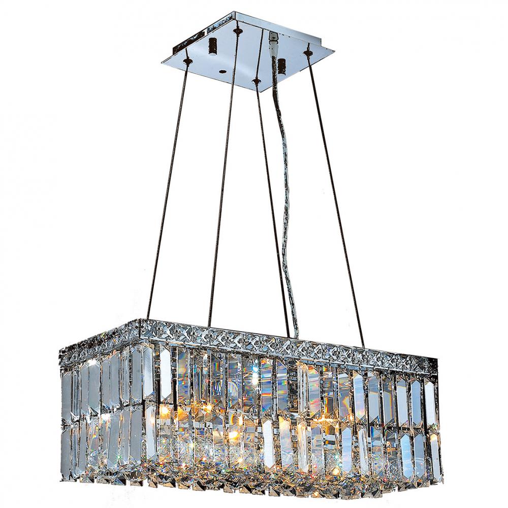 Cascade 4-Light Chrome Finish and Clear Crystal Rectangle Chandelier 20 in. L x 10 in. W x 7.5 in. M