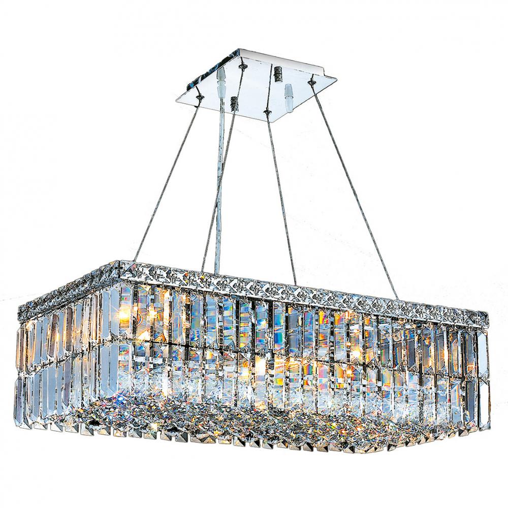 Cascade 6-Light Chrome Finish and Clear Crystal Rectangle Chandelier 24 in. L x 12 in. W x 7.5 in. L