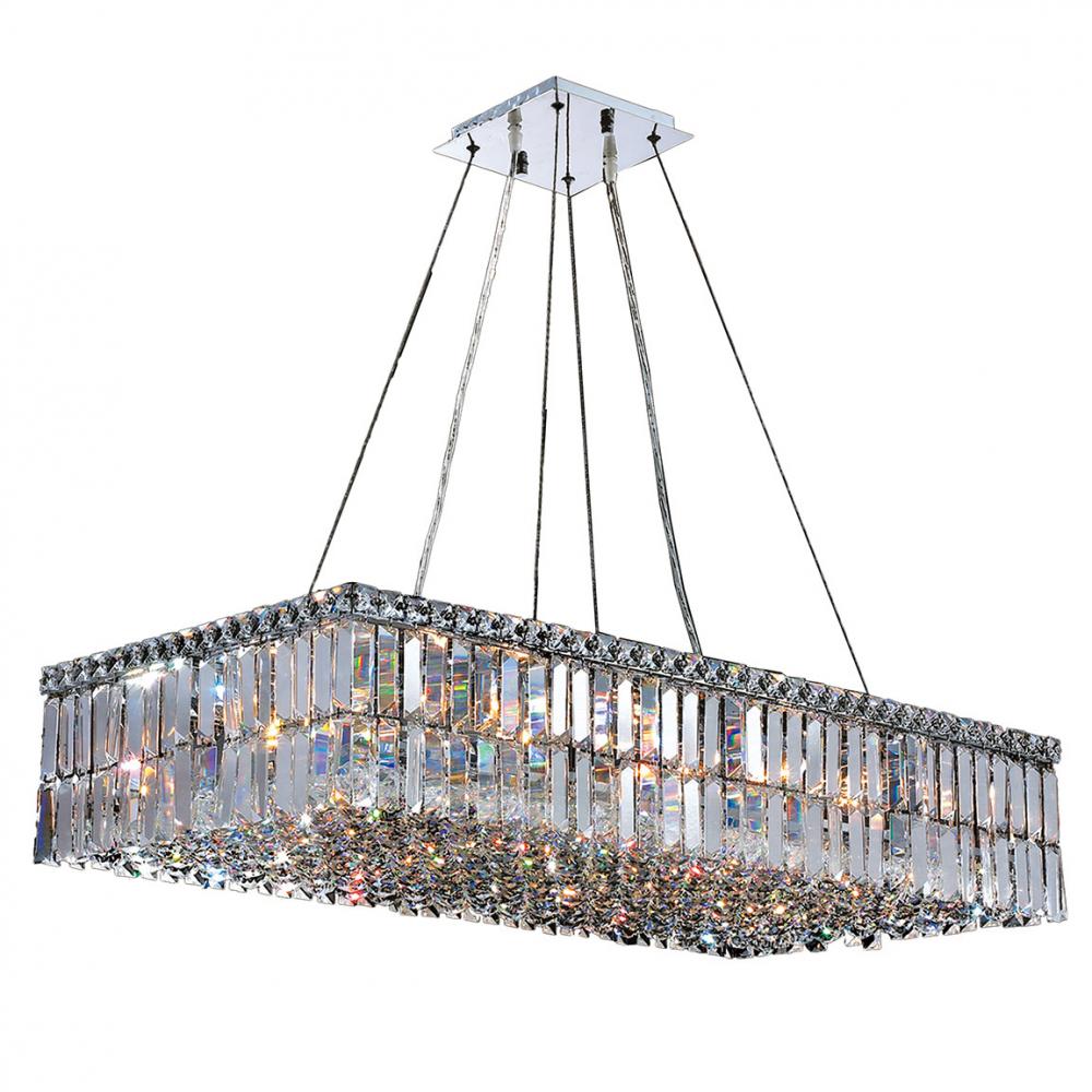 Cascade 16-Light Chrome Finish and Clear Crystal Rectangle Chandelier 36 in. L x  18 in. W x 7.5 in.