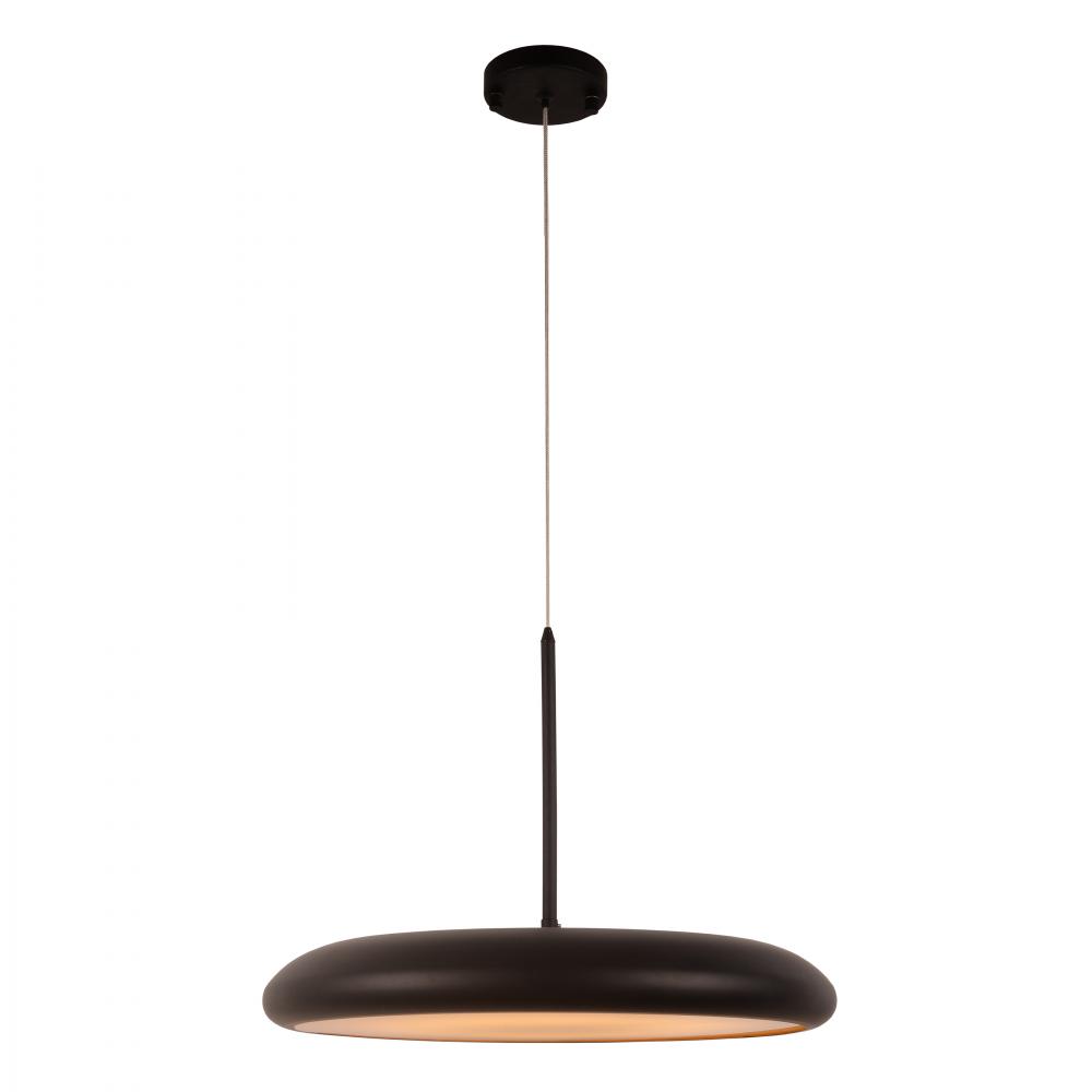 Madison 24-Watt Matte Black Finish Integrated LEd disc Pendant Light 3000K 18 in. Dia x 96 in. H 300