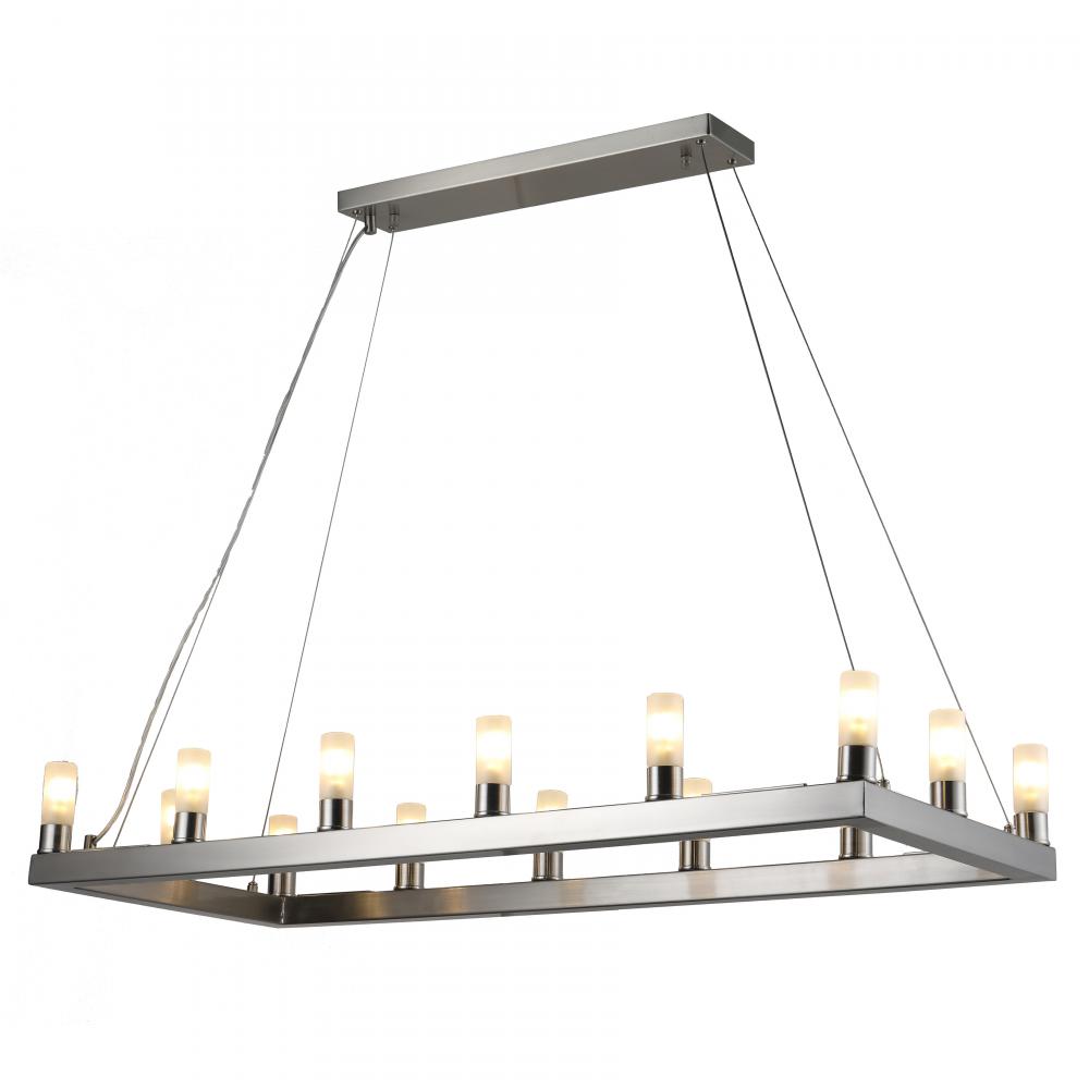 Silhouette 12-Light Brushed Nickel Finish Rectangular Chandelier 32 in. L x  14 in. W x 32 in. H Lar