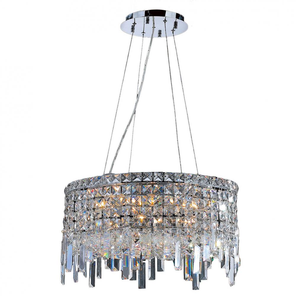Cascade 12-Light Chrome Finish and Clear Crystal Circle Chandelier 20 in. Dia x 10.5 in. H Medium