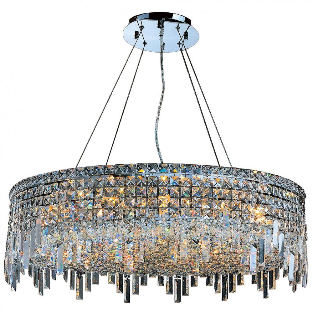 Cascade 18-Light Chrome Finish and Clear Crystal Circle Chandelier 32 in. Dia x 10.5 in. H Large
