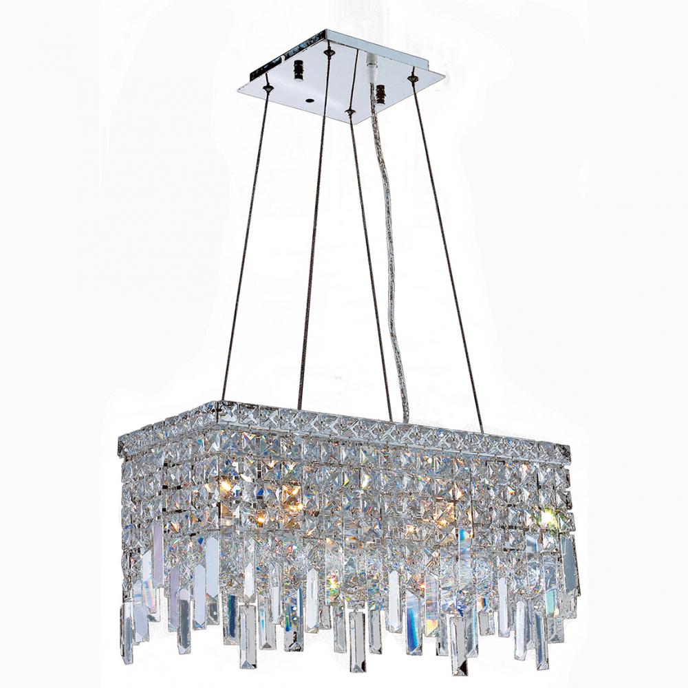 Cascade 4-Light Chrome Finish and Clear Crystal Rectangle Chandelier 20 in. L x 10 in. W x 10.5 in.