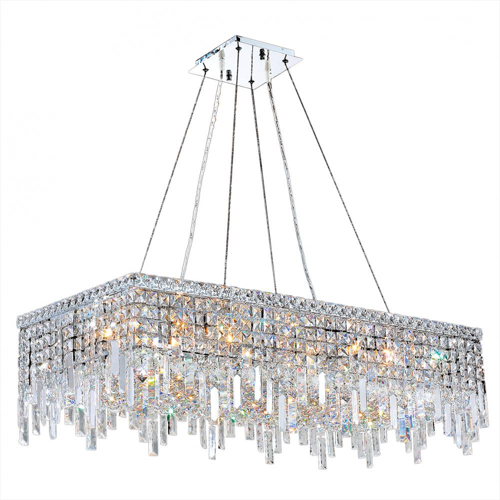 Cascade 16-Light Chrome Finish and Clear Crystal Rectangle Chandelier 36 in. L x  18 in. W x 10.5 in