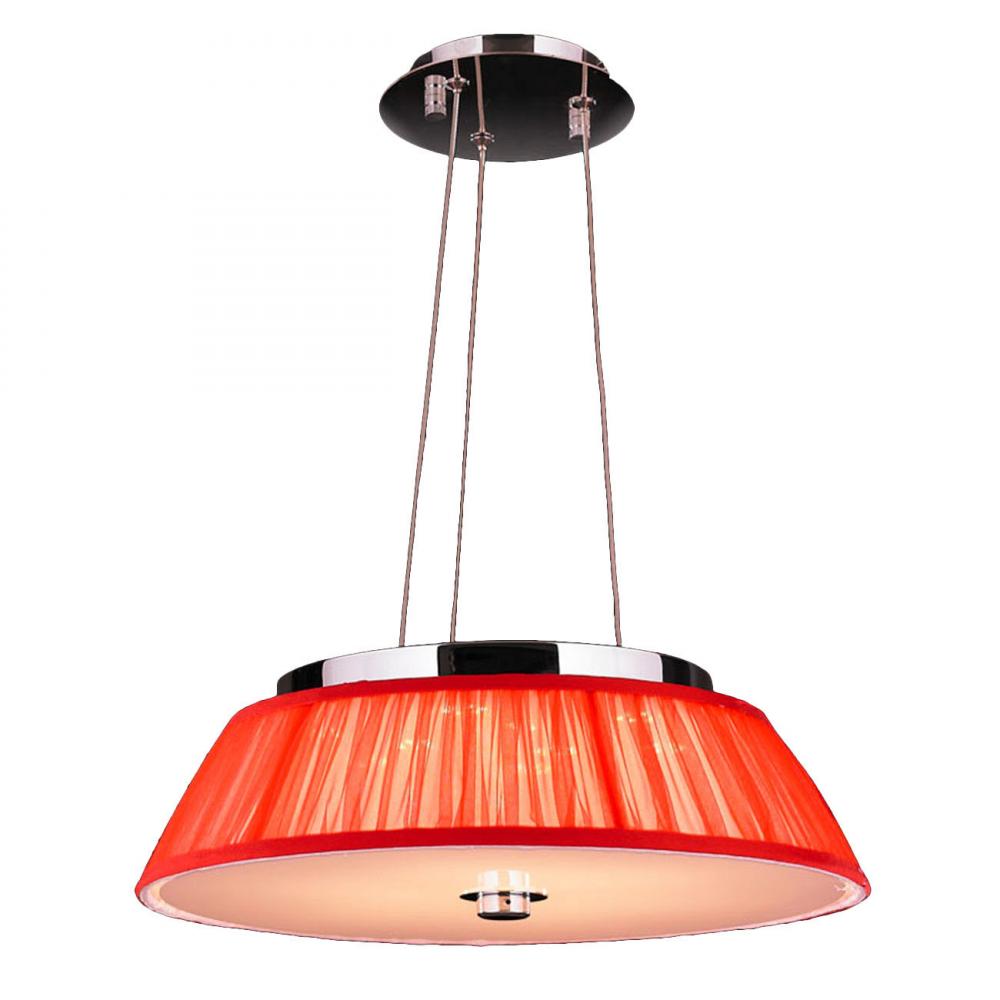 Alice Collection 6 Light LED Chrome Finish with Red String Empire Shade Pendant 16" D x 4" H