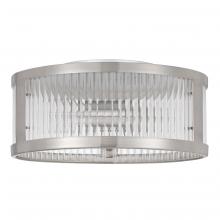 Worldwide Lighting Corp E30008-005 - Toluca 2-Light Brushed Nickel Finish Clear Ribbed Glass Flush Mount 11.8“ X 11.8” X 5.8“