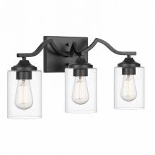 Worldwide Lighting Corp E20131-001 - Tarantuga 3-Light Black Vanity Light With Prismatic Clear Glass Shades 6.25" X 21" X 10.25&#