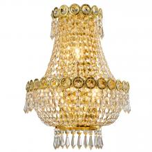 Worldwide Lighting Corp W23021G12 - Empire Collection 3 Light Gold Finish and Clear Crystal Wall Sconce Light 12" W x 7" H Mediu