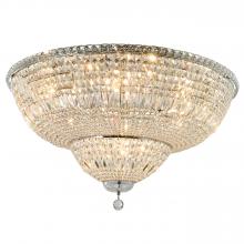 Worldwide Lighting Corp W33010C36 - Empire 16-Light Chrome Finish and Clear Crystal Flush Mount Ceiling Light 36 in. Dia x 20 in. H Roun