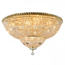 Worldwide Lighting Corp W33010G36 - Empire 16-Light Gold Finish and Clear Crystal Flush Mount Ceiling Light 36 in. Dia x 20 in. H Round