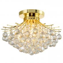 Worldwide Lighting Corp W33015G19 - Empire 3-Light Gold Finish and Clear Crystal Flush Mount Ceiling Light 19 in. Dia x 14 in. H Round L