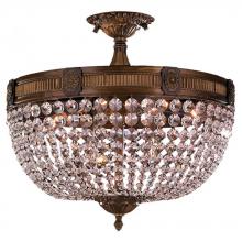 Worldwide Lighting Corp W33353B20-CL - Winchester 6-Light Antique Bronze Finish and Clear Crystal Semi Flush Mount Ceiling Light 20 in. Dia