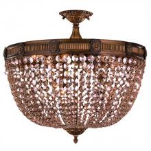 Worldwide Lighting Corp W33353B24-GT - Winchester 9-Light Antique Bronze Finish and Golden Teak Crystal Semi Flush Mount Ceiling Light 24 i