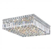 Worldwide Lighting Corp W33518C16 - Cascade 6-Light Chrome Finish and Clear Crystal Flush Mount Ceiling Light 16 in. L x 16 in. W x 5.5 