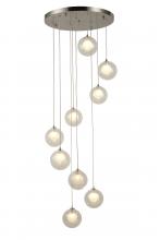 Worldwide Lighting Corp W33852MN18 - Moulin 9-Light Matte Nickel Finish Halogen / LEd Clear and Frosted Glass Ball Multi Light Pendant 18