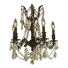 Worldwide Lighting Corp W83304F18-GT - Windsor 5-Light dark Bronze Finish and Golden Teak Crystal Chandelier 18 in. Dia x 19 in. H Medium