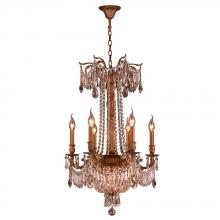 Worldwide Lighting Corp W83356FG20-GT - Winchester 9-Light French Gold Finish and Golden Teak Crystal Chandelier 20 in. Dia x 29 in. H Mediu
