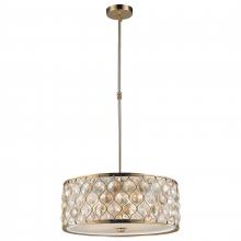 Worldwide Lighting Corp W83414CG20-CM - Paris 5-Light Champagne Gold Finish with Clear and Golden Teak Crystal Pendant Light 20 in. Dia x 8 