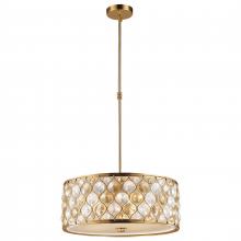 Worldwide Lighting Corp W83414MG20-CM - Paris 5-Light Matte Gold Finish with Clear and Golden Teak Crystal Pendant Light 20 in. Dia x 8 in. 